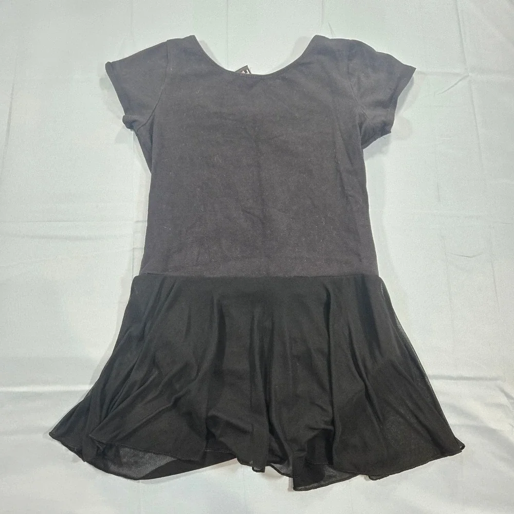 Rainbeau Moves Girls Black Short Sleeve Skirted Dance Leotard XL RB6533G